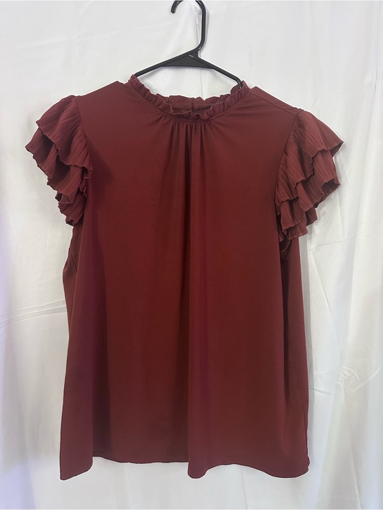 Adrianna Papell Tops - Adrianna Papell Wine Ruffle-Sleeve Blouse